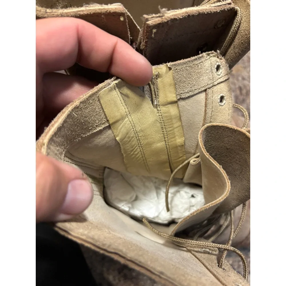 Vintage Tan Suede Combat Boots Mens 13 D Cap Toe Side Zip Made in USA 4500